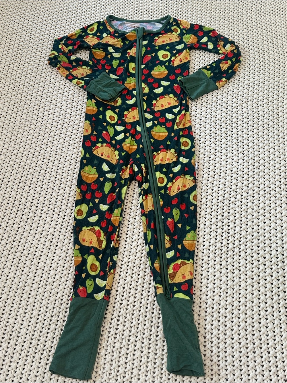 Little Sleepies 2T Rare Taco Time Footed One-Piece Zippered Bamboo Pajamas